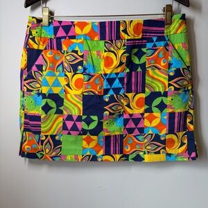 Loudmouth golf skort colorful print side zip stretchy inner shorts logo comfort